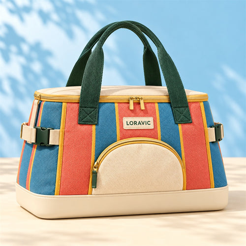 Loravic Striped Picnic Cooler Tote - main product view