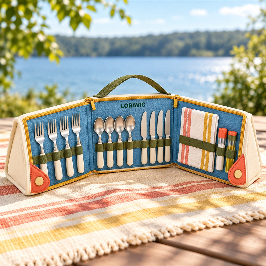 Loravic Portable Picnic Cutlery Organizer - secondary product or use view